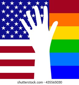 Vector illustration of USA and colorful flag