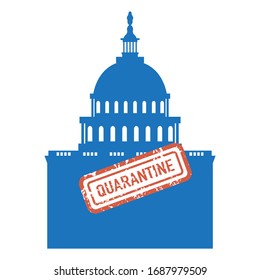Vector illustration USA Coronavirus Pandemic Quarantine China virus COVID-19 Danger 2019-nCoV Outbreaks of influenza Famous American building Capitol Reducing risk of infection, prevention measures