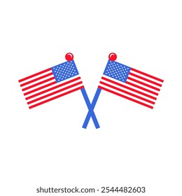 La Ilustración vectorial de los Estados Unidos cruzó banderas de la colección de íconos con temas de banderas estadounidenses. Una celebración de la cultura y la identidad estadounidenses. Celebraciones del Día de la Independencia, un elemento decorativo en