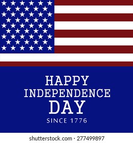 Vector illustration of U.S.A. Flag for Happy Independence Day in blue background.