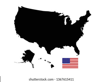 Vector Illustration Of USA Flag And Map