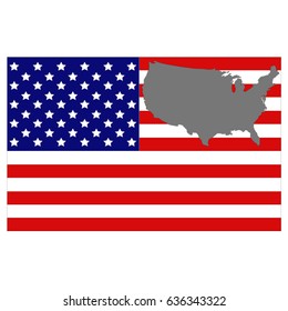vector illustration of USA flag and map