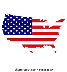 Vector Illustration Of USA Flag And Map