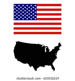 vector illustration of USA flag and map