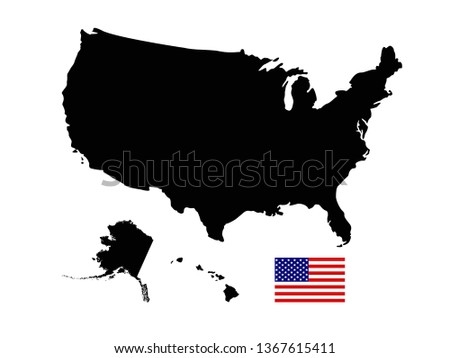 vector illustration of USA flag and map