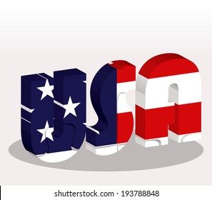 Vector illustration of USA Flag in puzzle isolated on white background