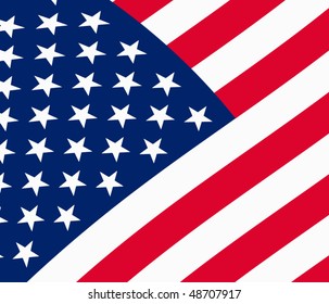 Vector illustration of USA flag waving in the wind