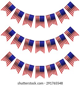 Vector illustration of USA flags