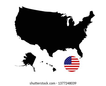 vector illustration of USA map and flag 