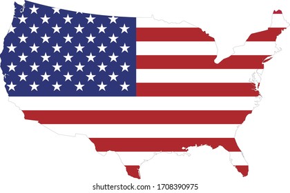 Vector Illustration Of USA Map With Flag