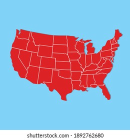 Vector illustration USA map. States and territories of United States of America