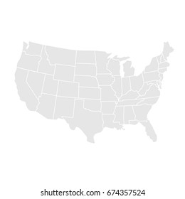 Vector illustration USA map. States and territories of United States of America