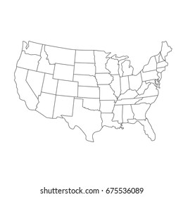 Vector illustration USA map. States and territories of United States of America