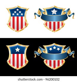 vector illustration of USA patriotic shields