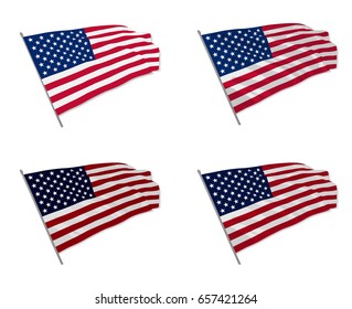 Vector illustration of USA waving flag with different 3d effects