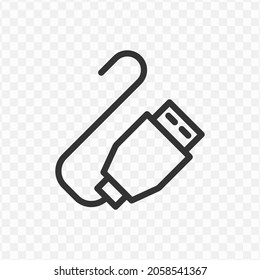 Ilustración vectorial del icono del cable usb en color oscuro y fondo transparente (png).