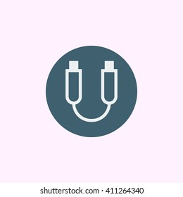Vector illustration of usb cable sign icon on blue circle background.