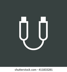 Vector illustration of usb cable sign icon on dark background.
