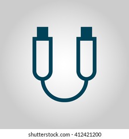 Vector illustration of usb cable sign icon on grey background.