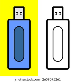 vector illustration of usb drive icon in white and yellow isolation