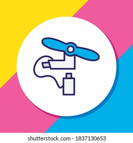 Vector illustration of usb fan icon colored line. Beautiful electric utility element also can be used as ventilator icon element.