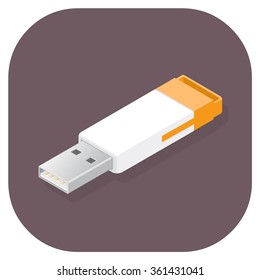 A Vector Illustration Of A USB Flash Interface.
Isometric USB Key Icon Illustration. 
Technology Storage Device.