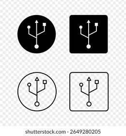 Ilustração vetorial do conjunto de ícones USB isolado no fundo transparente