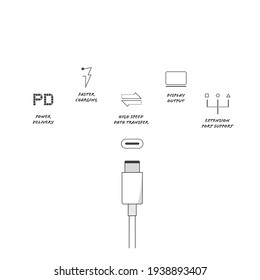 Vector Illustration: Usb type C output diagram