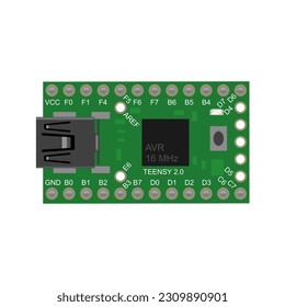 Vector Illustration of a USB-Based Microcontroller Circuit Board - Merging the Power of USB Connectivity with Microcontroller Capabilities in a Visually Striking Design