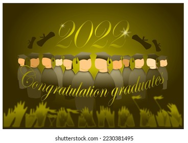 VECTOR ILLUSTRATION TO USE IN GRADUATIONS, GOLD V. I. P BROCHURE FOR GRADUATION CELEBRATION 2022