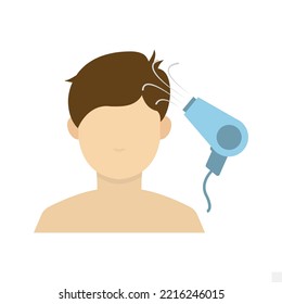 Vector illustration of use a hairdryer icon sign and symbol. colored man icons for website design .Simple design on transparent background (PNG).