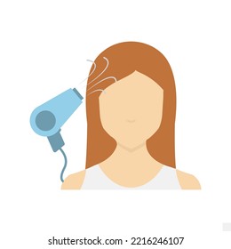 Vector illustration of use a hairdryer icon sign and symbol. colored woman icons for website design .Simple design on white background.