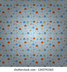 Vector illustration. Use for logos, print products. Seamless business pattern. Seamless pattern with bitcoin and dollars on neutral, orange and white background.