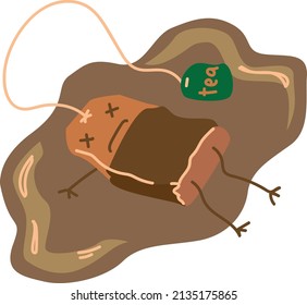 Vector illustration. Used tea bag