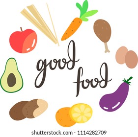Vector illustration with useful food.