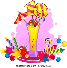 Vector illustration useful natural berry cocktail with numbers