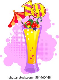 Vector illustration useful natural berry cocktail with numbers