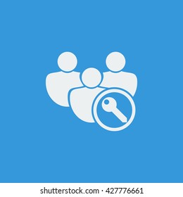 Vector illustration of user access sign icon on blue background.