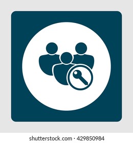 Vector illustration of user access sign icon on blue background.