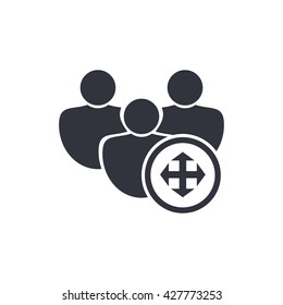 Vector illustration of user arrows sign icon on white background.