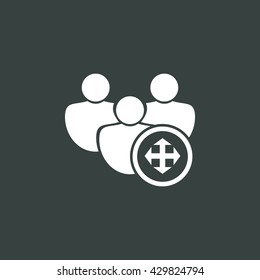 Vector illustration of user arrows sign icon on dark background.