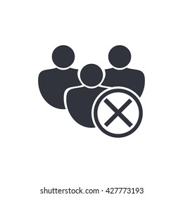 Vector illustration of user cancel sign icon on white background.