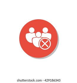 Vector illustration of user cancel sign icon on red circle background.