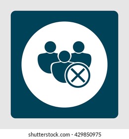 Vector illustration of user cancel sign icon on blue background.