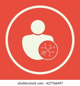 Vector illustration of user connection sign icon on red background.