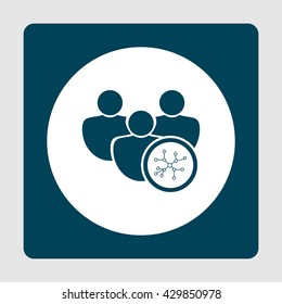 Vector illustration of user connection sign icon on blue background.