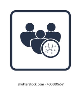 Vector illustration of user connection sign icon on blue round background.