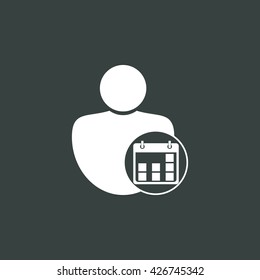 Vector illustration of user date sign icon on dark background.