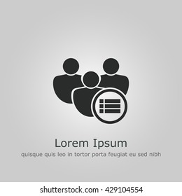 Vector illustration of user detail sign icon on grey background.