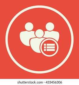 Vector illustration of user detail sign icon on red background.